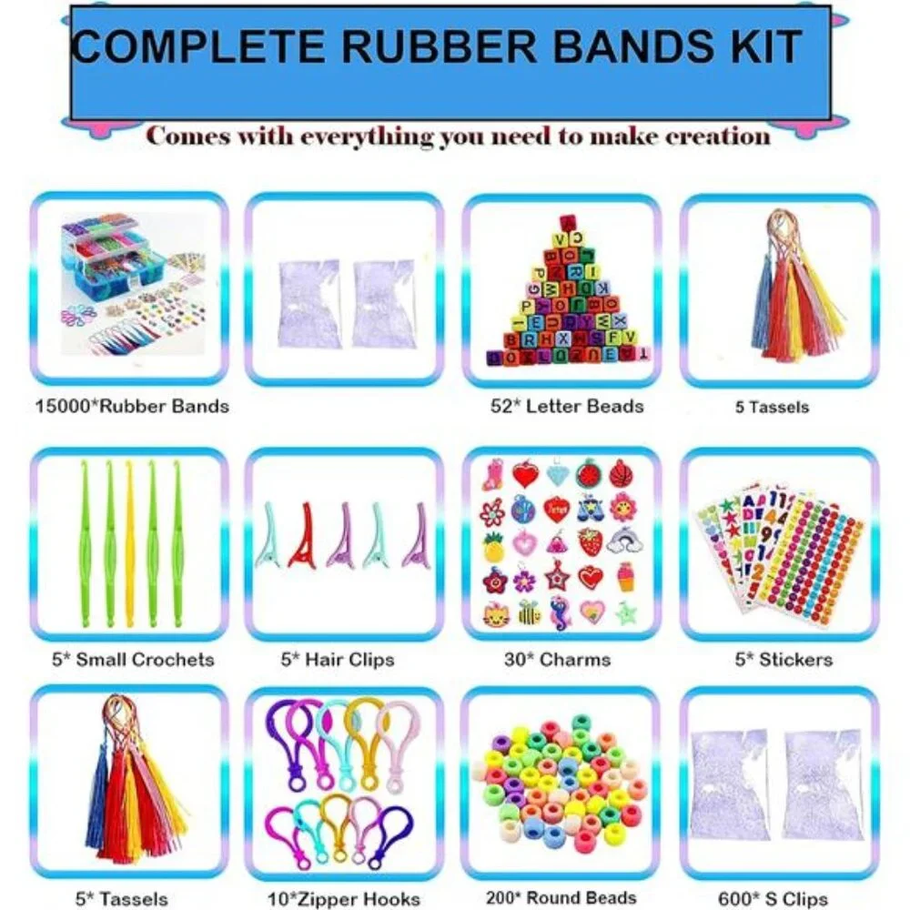 15000+ Loom Rubber Bands Bracelet Kit Rubber Bands for Bracelet Making